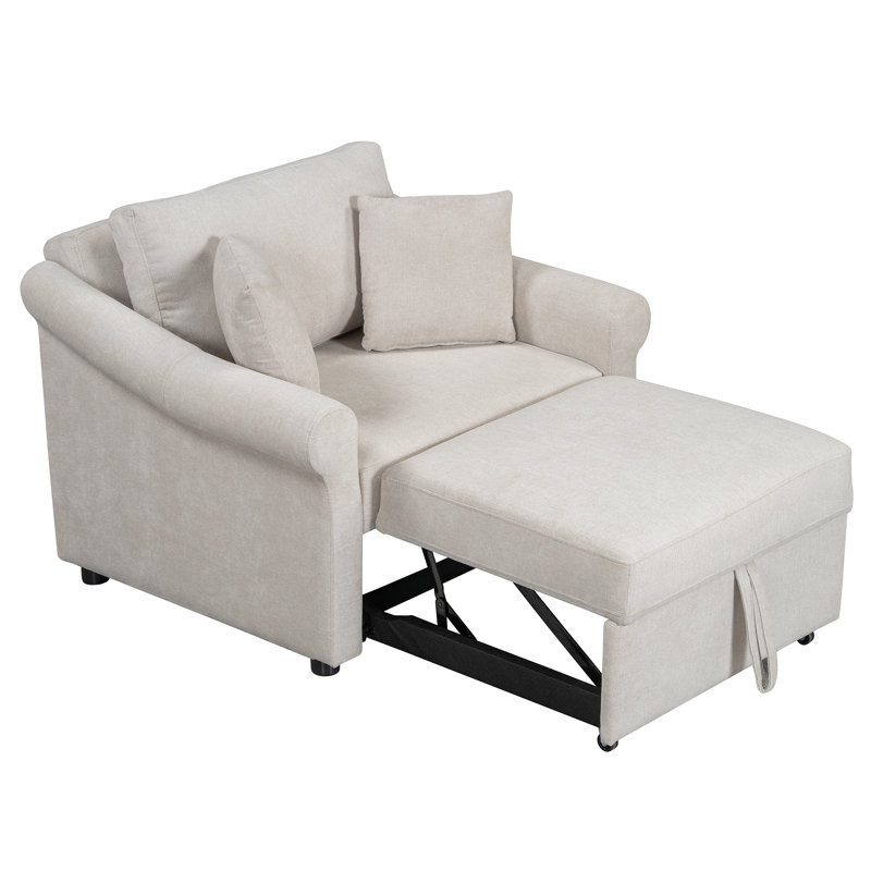 Fauteuil convertible en chenille Eloria, Beige
