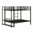Queen Bunk Bed With Storage Shelves And LED Lights, Modern Metal Bunk Bed With Ladders