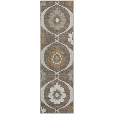 Premium Machine Washable Prisco Brown Rug