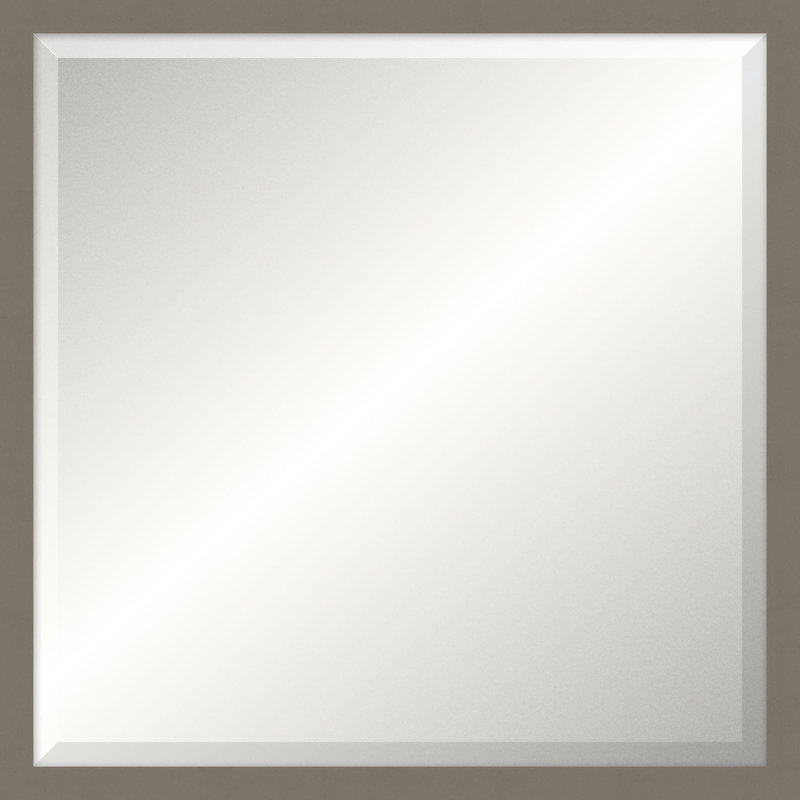 Davenport Solid Wood Beveled Mirror, Taupe, Square, 23.75" x 23.75"