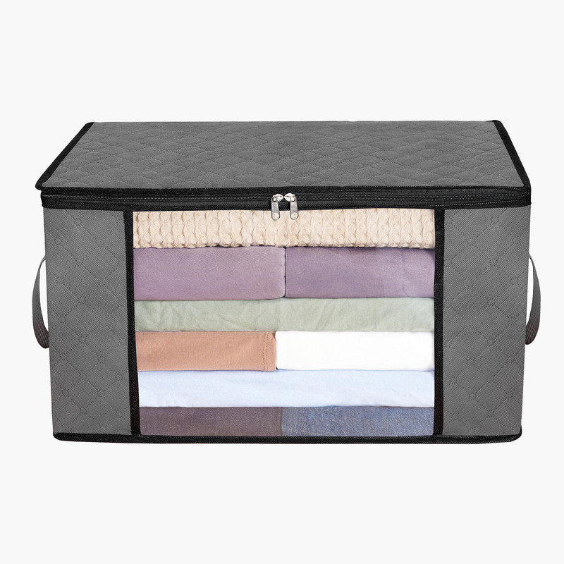 Sacs de rangement pour fenêtre transparents 90L (paquet de 6), organisateurs de vêtements pliables non tissés, gris