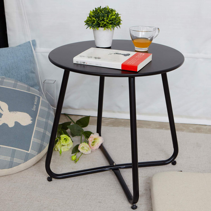 Adelynn Iron Top End Table, Black