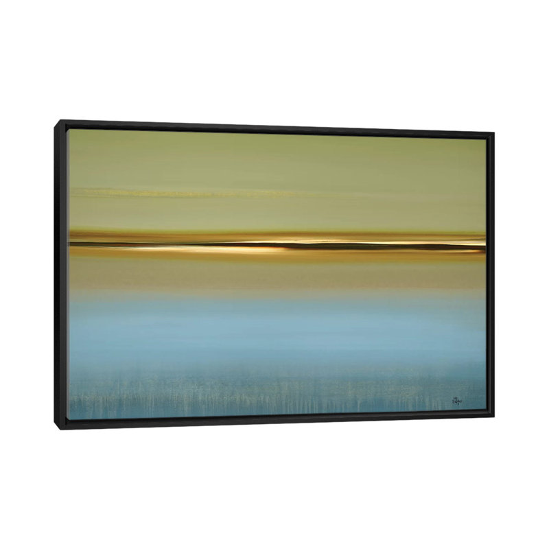 " Peaceful Fusion " by Lisa Ridgers, 18" H x 26" W x 1.5" D, Black Floater Framed Canvas, No Mat
