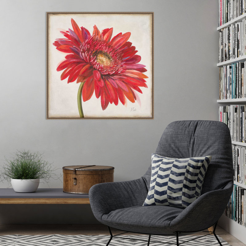 «Red Gerber Daisy», reproduction encadrée sur toile par Patricia Pinto, H 30 po x l 30 po x P 2 po