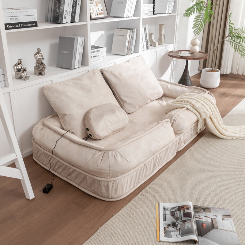 Upholstered Human Dog Bed for Adult & Pets,with 5 Adjustable Position &Massage Pillow, Bean Bag floor sofa with 2 Soft Pillows