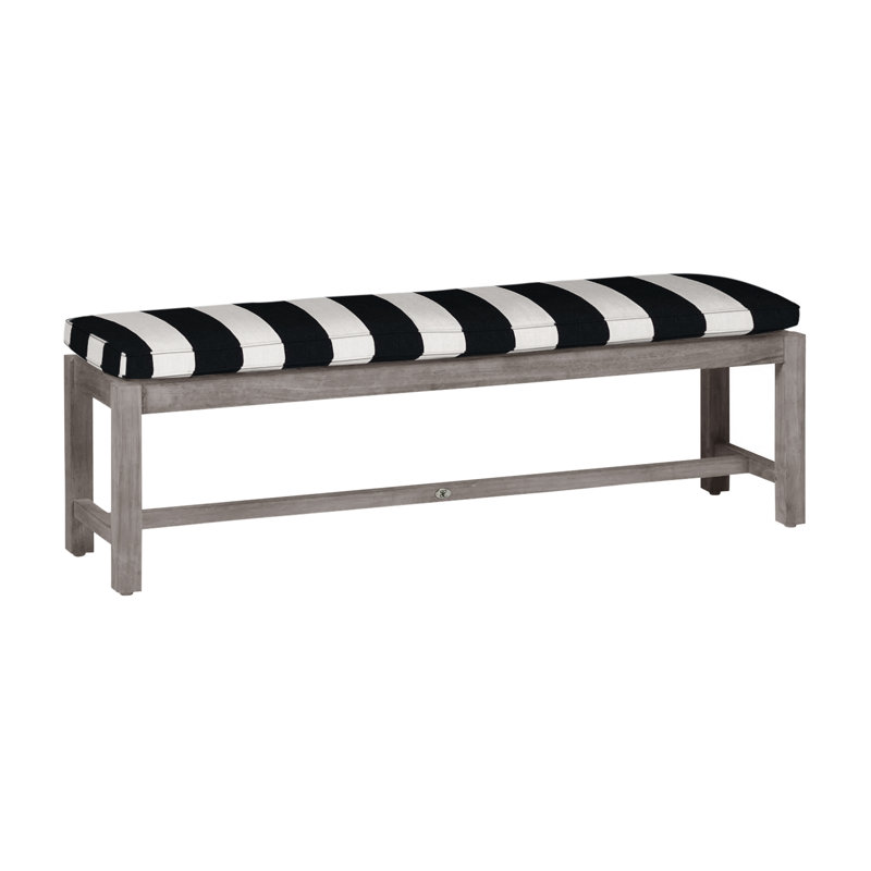 Banc d'extérieur sans dossier 59 po Club, Huître teck, Welt, Sunbrella® ‑ Cabana à rayures minuit