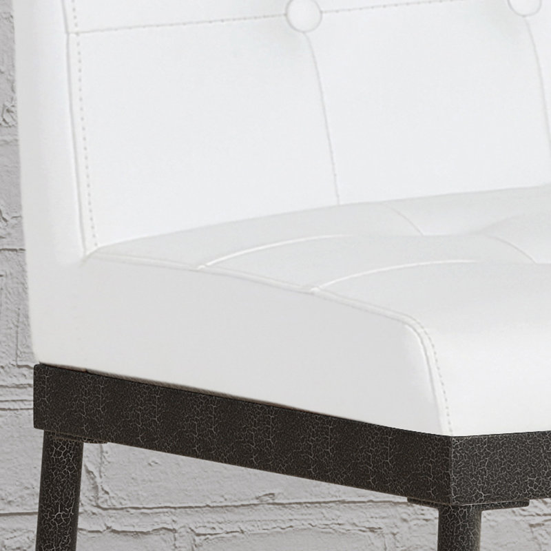 Tabouret de comptoir industriel moderne blanc à 2 boutons l 20,46 po x H 38,8 po x P 38 po