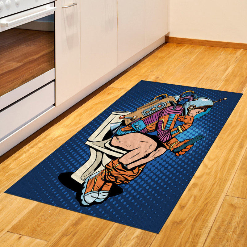 Tapis décoratif à longues fibres en polyester à haute densité Astronaut, Rectangle 2 pi 7 po x 5 pi