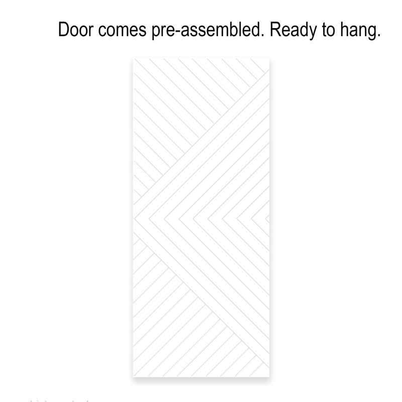 White Chevron Hollow Core Barn Door Kit with Oil Rubbed Bronze Hardware