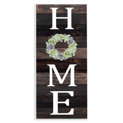 «Welcome Home Sign Green Succulent Wreath Greeting» par Kim Allen - impression d'art graphique