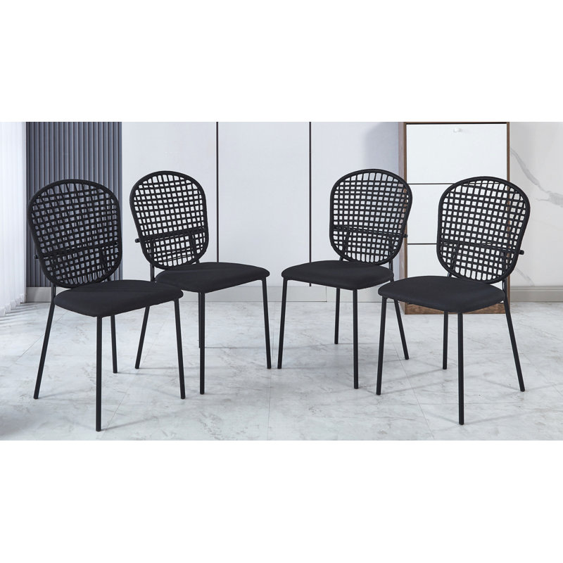 Ensemble de 4 chaises de salle à manger Sennit, Tissu noir