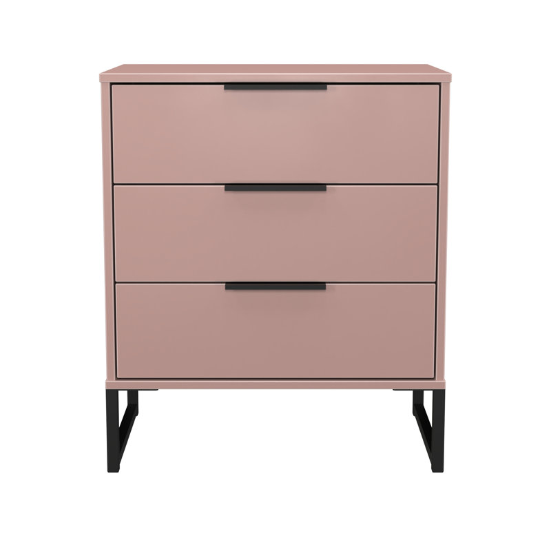 Turah 3 Drawer Chest (Ready Assembled), Kobe Pink