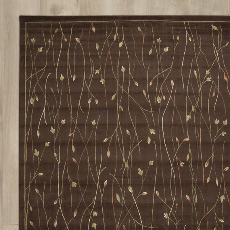 Tapis brun à motif floral Antolino, Rectangle 9 pi 6 po x 13 pi 6 po