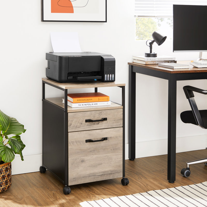 Classeur mobile verrouillable 2 tiroirs Turgeon , Beige/noir