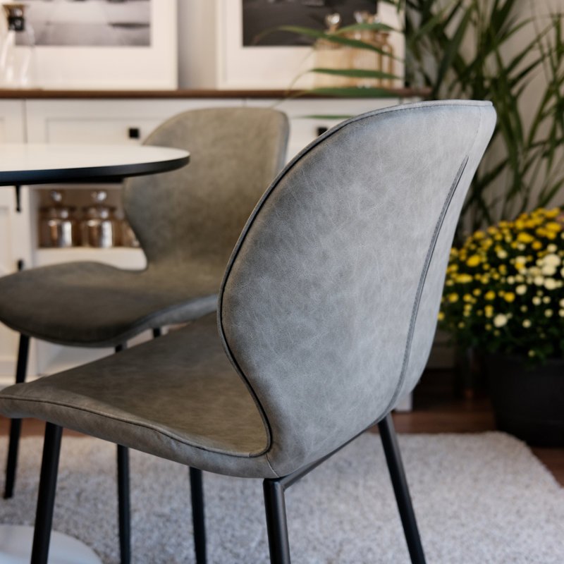 Ensemble de table de salle à manger pour 4 personnes - table Tuilp avec 4 chaises rembourrées (cuillère gris foncé)