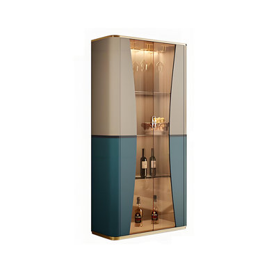 39.37" Luxury Glass-Door Double Wine Cabinet, Home Storage Cabinet for Living Room & Dining Room