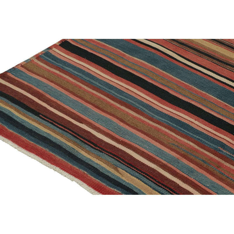 Vintage  Kilim Rug In Polychromatic Stripes By Rug & Kilim