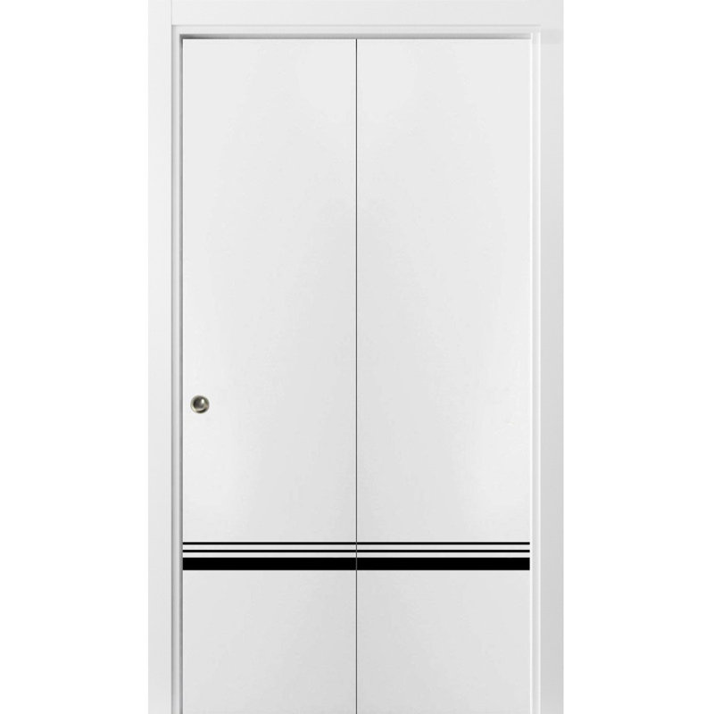 Porte pliante en bois massif massif, Satin blanc, 56 po x 80 po