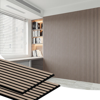 2pcs x 94.5" x 24" 3D Acoustic Slat Wall Panels for Interior Wall Décor Walnut Wall Slat(2 Pack/31.50 sq.ft)