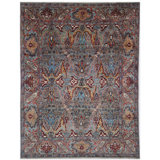 High-Quality Hand-Knotted Light Green And Red Area Rug