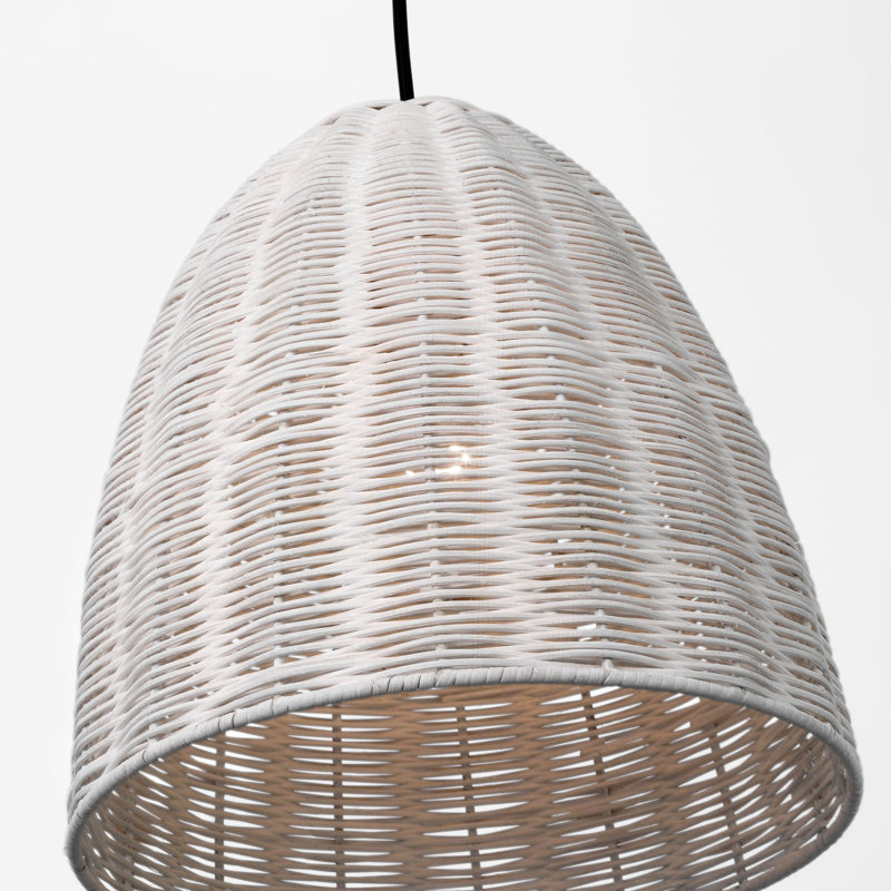 Norman 1 Light Dining Room Pendant With Ash Wicker Shade, Bronze/Ash, 83" H x 13.375" W x 13.375" D