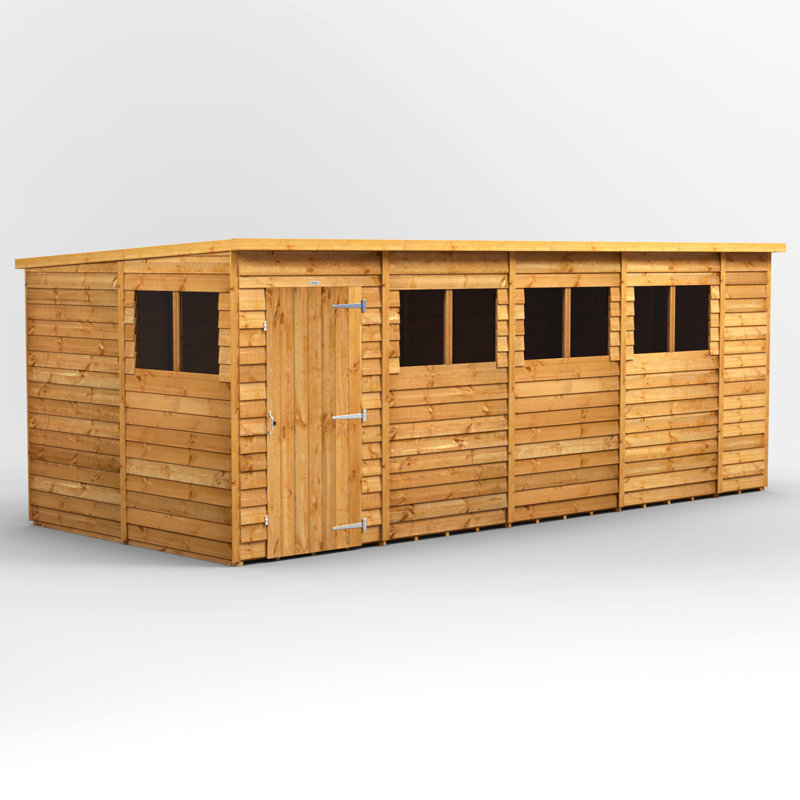 Powersheds 18 x 8ft Timber Overlap Pent Garden Shed