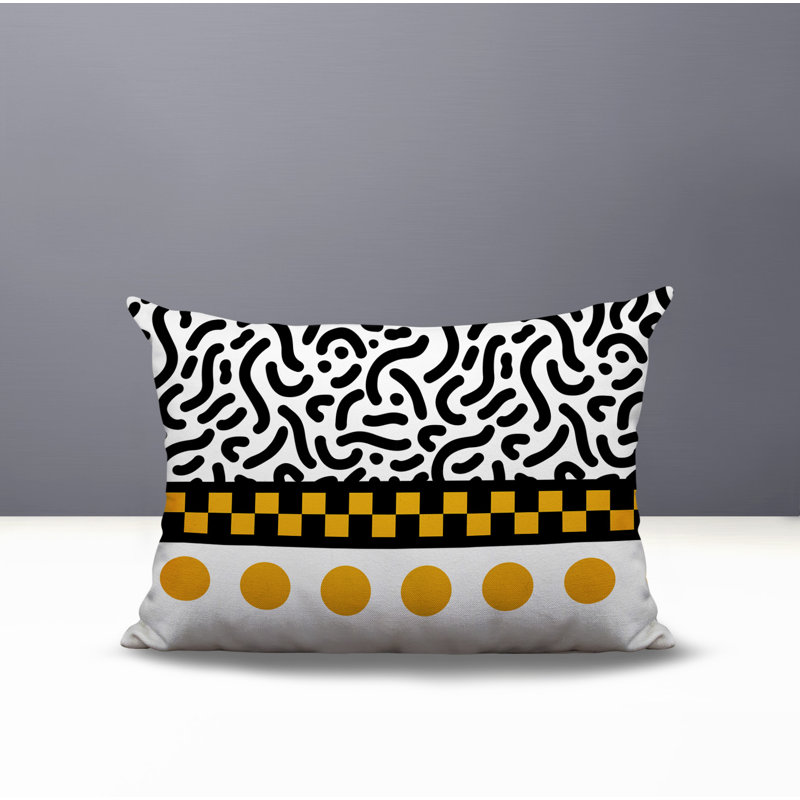 Oreiller rectangulaire réversible intérieur / extérieur Kixie, Rectangulaire H 14 po x l 20 po, Jaune