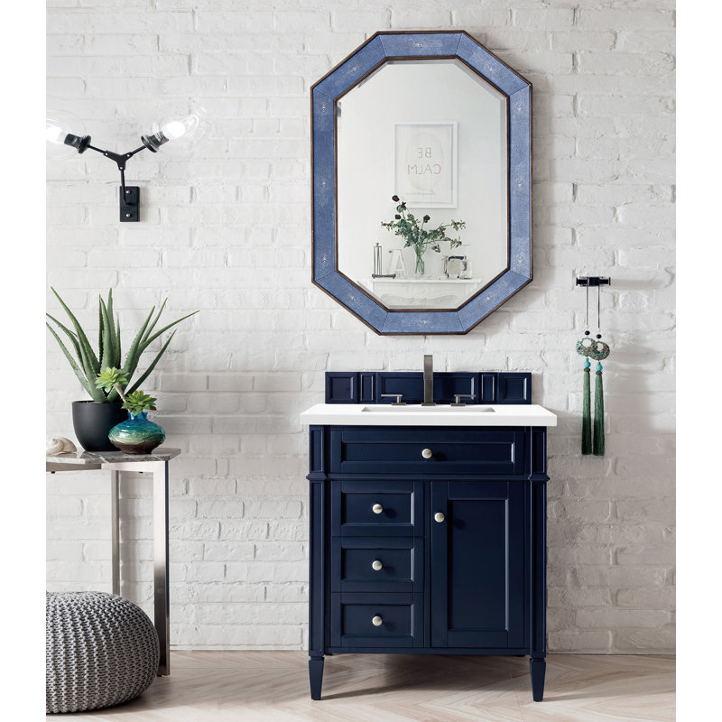 Brittany 30'' W Single Vanity, White Zeus, Victory Blue, 8" Widespread