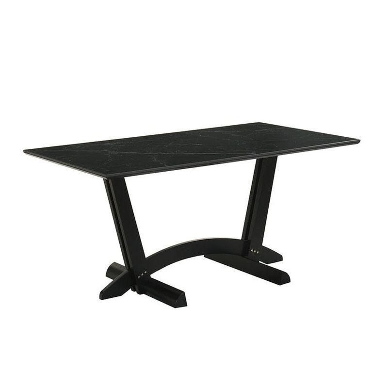 Table de salle à manger blanche Nava et 6 chaises, Noir, Beige