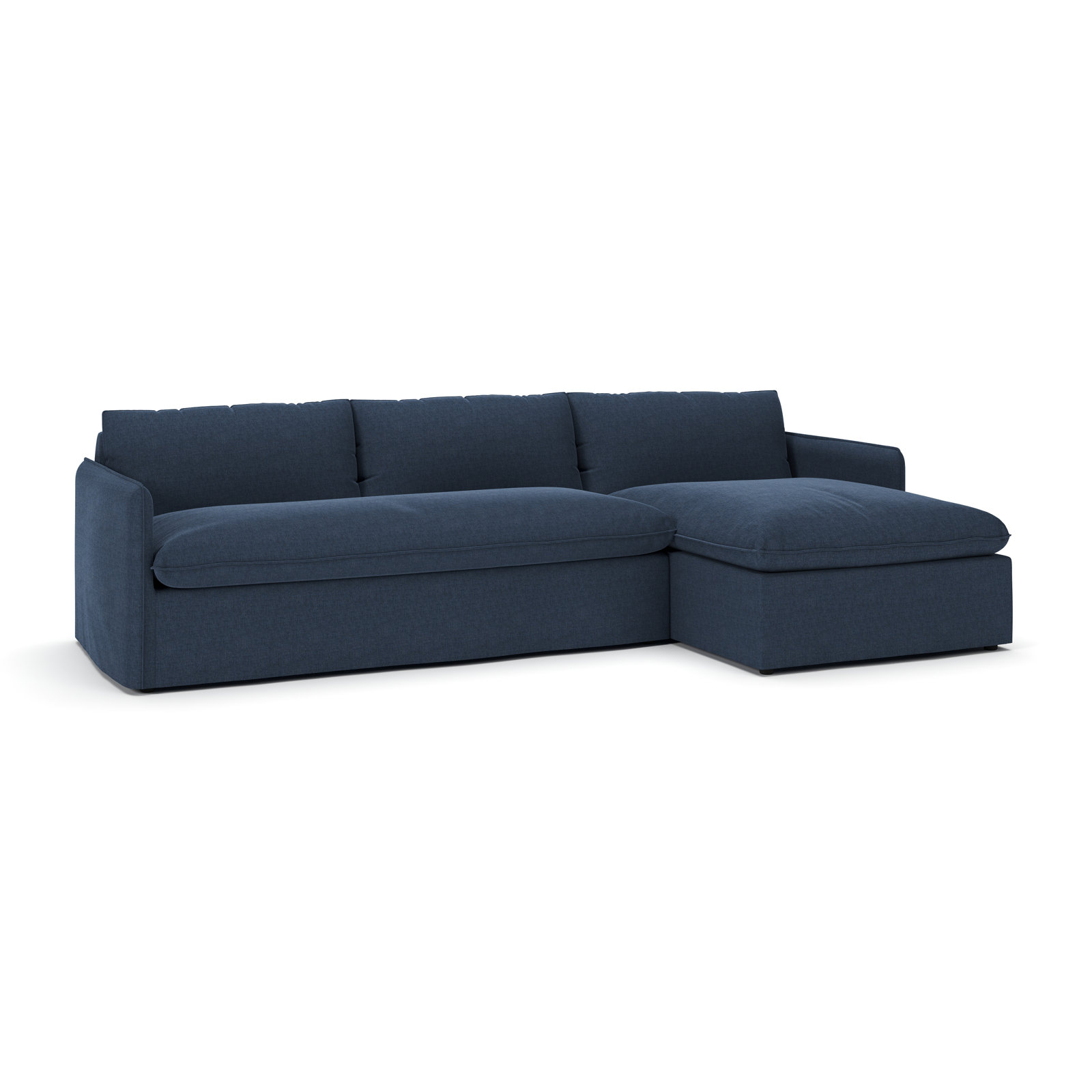 Bellatrix Sectional with Chaise, Right Hand Facing, Drusky Navy Sustain® Basketweave