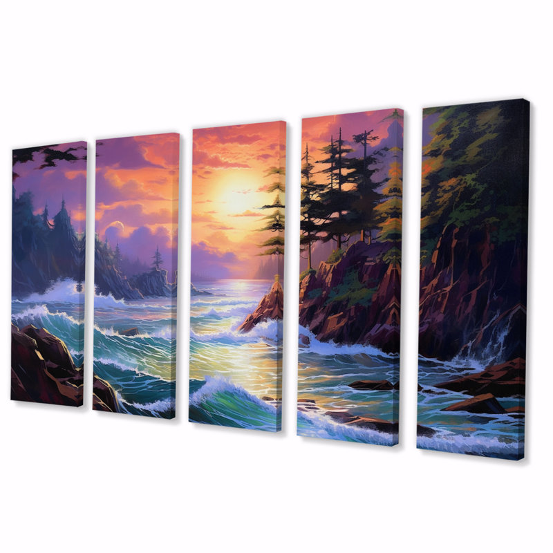 «Tropical Paradise I», reproduction sur toile - 5 panneaux égaux