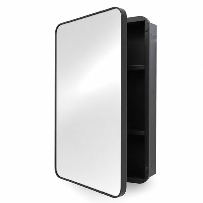 16"x 26" inches Metal Frame Medicine Cabinet with Mirror and Adjustable Shelves, Recessed or Surface Mounted