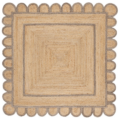 Natural Fiber Handwoven Jute Geometric Indoor Use Only Rug