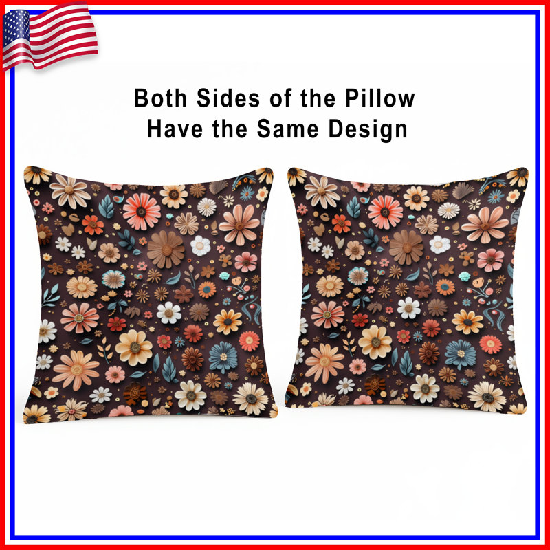 Coussin Floral, 14 X 14 pouces