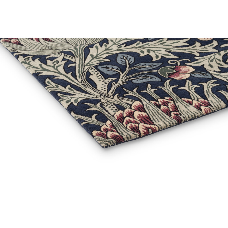 Morris Hand Tufted Wool Floral Area Rug in Blue, Rectangle 4'7" x 6'7"