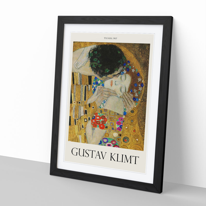 The Kiss Vol.3 by Gustav Klimt - Picture Frame Painting, 36cm H x 27cm W x 2cm D, Black Framed