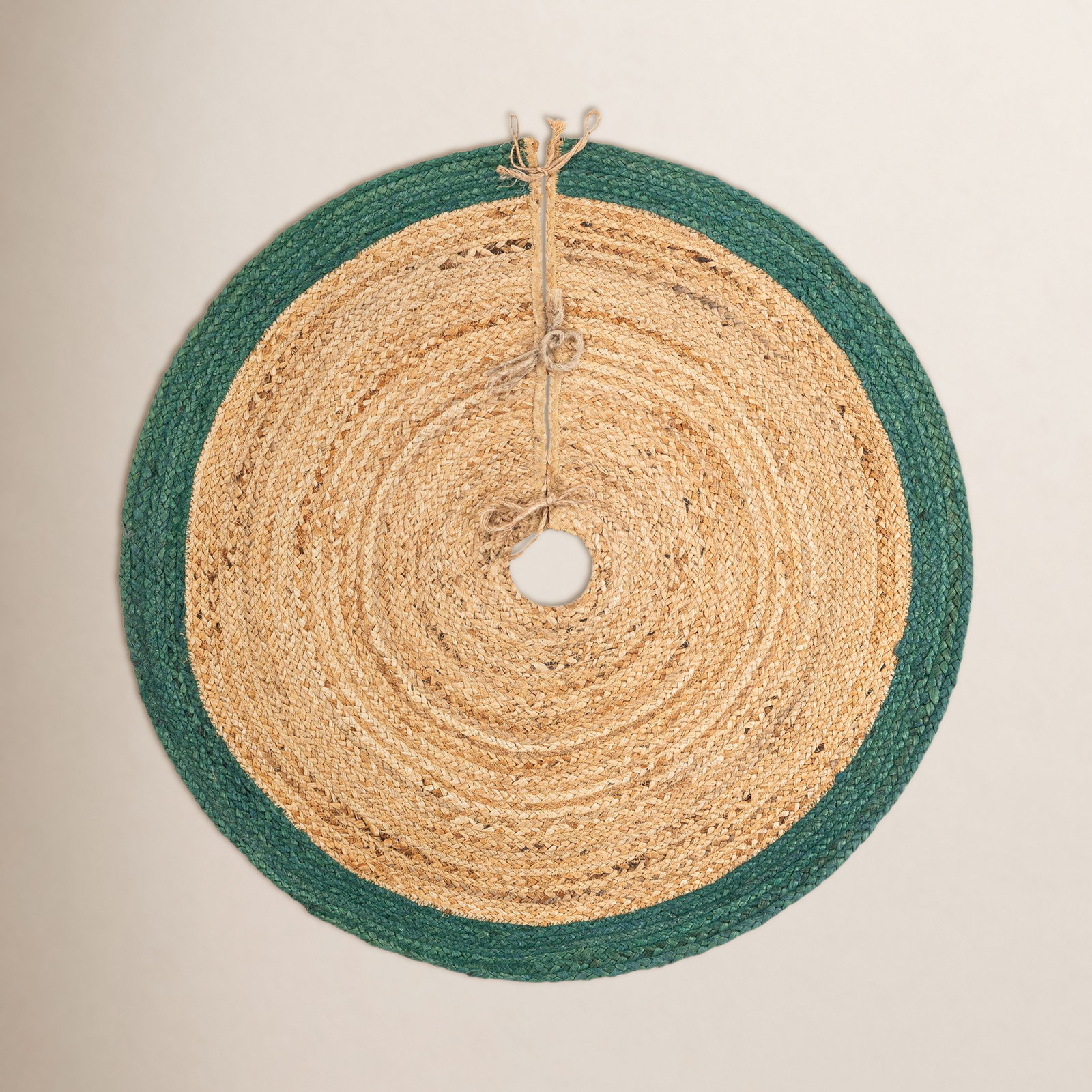 Christmas Tree Skirt, Round 3'1", Green/Beige