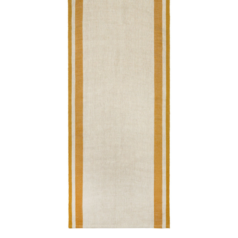 Gordes Handmade Striped Table Runner, Mustard/Natural, 72" L x 20" W