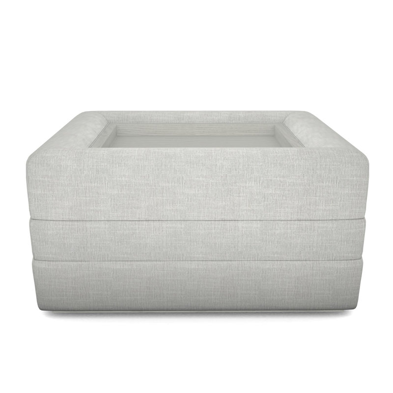 Boyden Ottoman with Wood Tray, Casa Blanca, Tarbee Dove