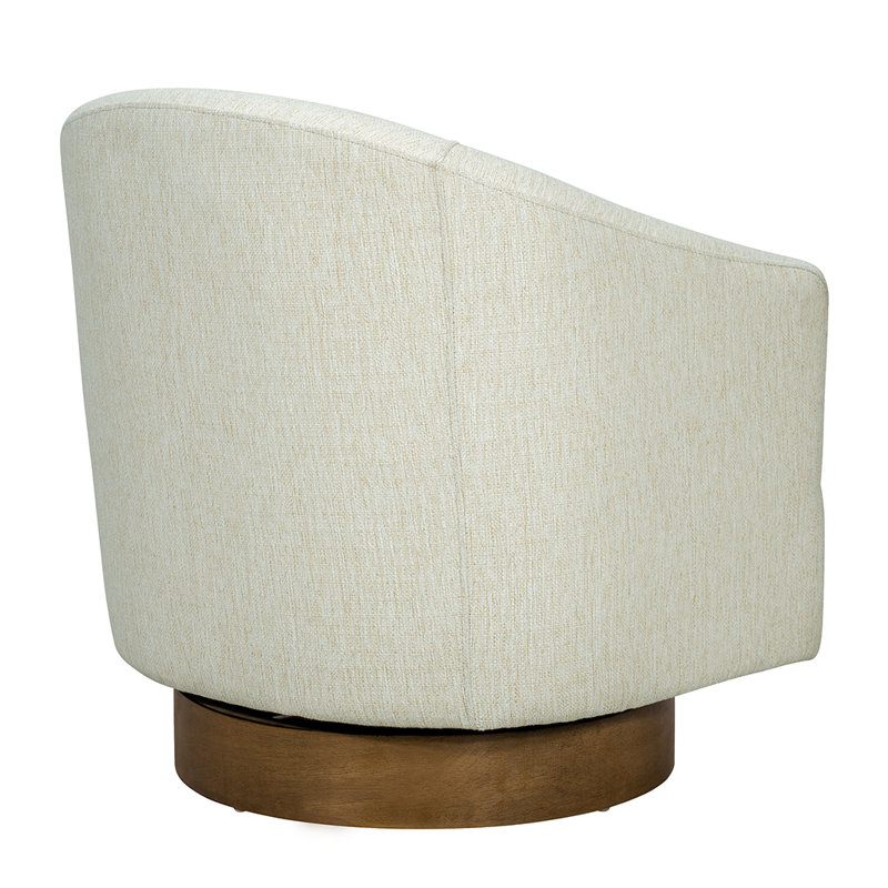 Cream Barrel Swivel Chair with Manufactured Wood Base