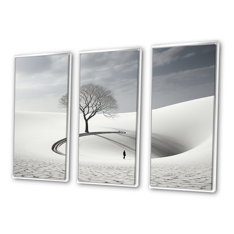 Paysage d'hiver, paysage photo IV - ensemble d'art mural sur toile paysage d'hiver, Cadre flottant blanc