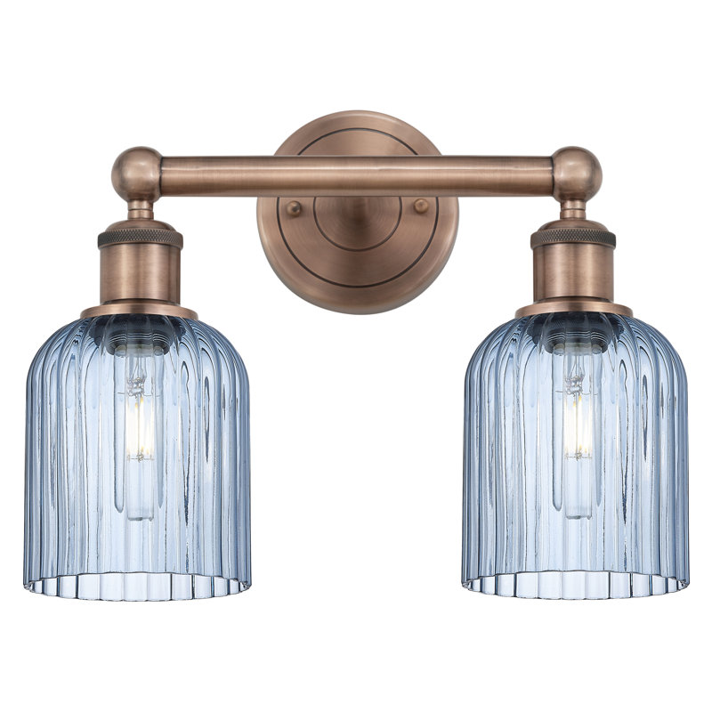 Edison Addeline 2 Light 14" Bath Vanity Light Shade, Antique Copper, Blue