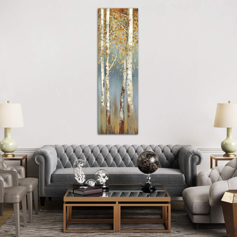 Butterscotch Birch Trees I by Allison Pearce - Print on Canvas, 121.92cm H x 40.64cm W x 1.91cm D, Wrapped Canvas
