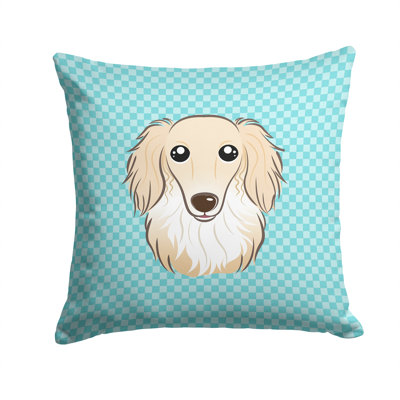 Coussin décoratif intérieur/extérieur teckel à long crème teckel damier