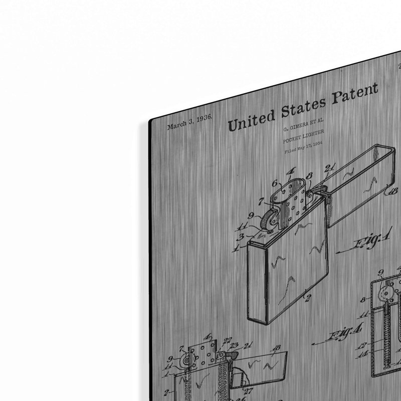 «Pocket Lighter Blueprint Brevet White» par Patents, H 16 po x l 12 po