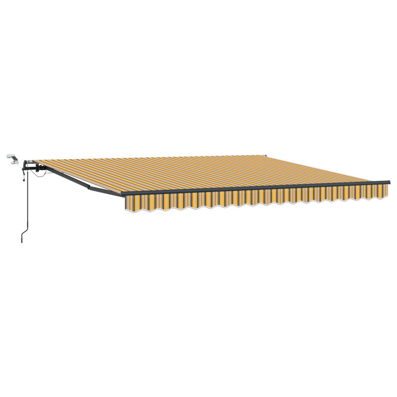 Ebern Designs Polyester Cover Retractable Patio Awning, 400 cm W x 300 cm D, Multicolour Striped