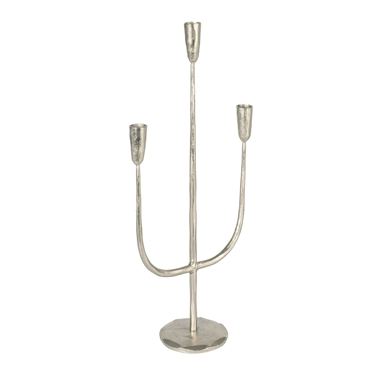 Hand-Forged Metal Candelabra, Silver