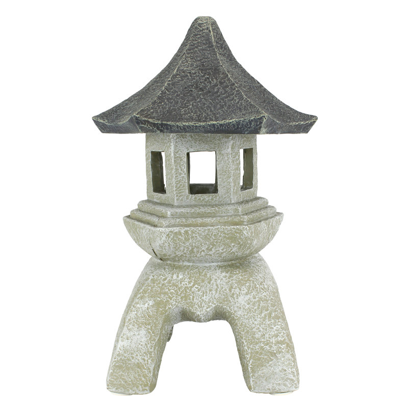 Pagoda Lantern Weather Resistant UV Resistant Polyresin Garden Statue, 44.45cm H x 29.21cm W x 29.21cm D