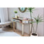 Console à miroir en demi-lune 47 po avec tiroir en verre cannelé et poignée en cristal