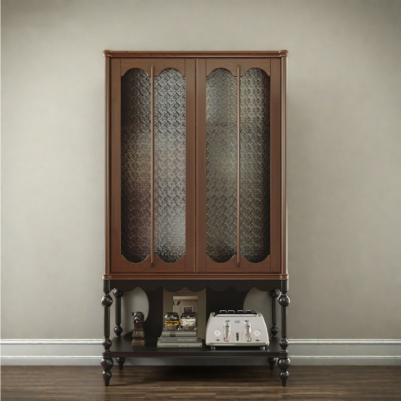 Bibliothèque française de style rétro, (4 tablettes) H 62,2 po x l 34,65 po x P 15,75 po, Brown/Black